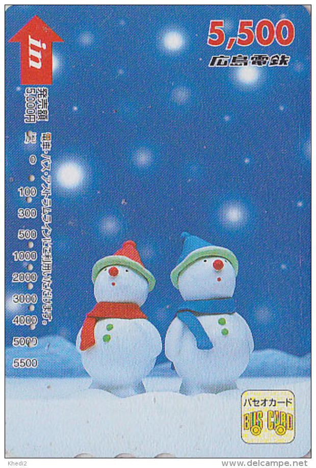 Carte Prépayée JAPON - NOEL - Bonhomme De Neige - CHRISTMAS Snowman JAPAN Prepaid Card / V3 - WEIHNACHTEN -Hiro 369 - Noel