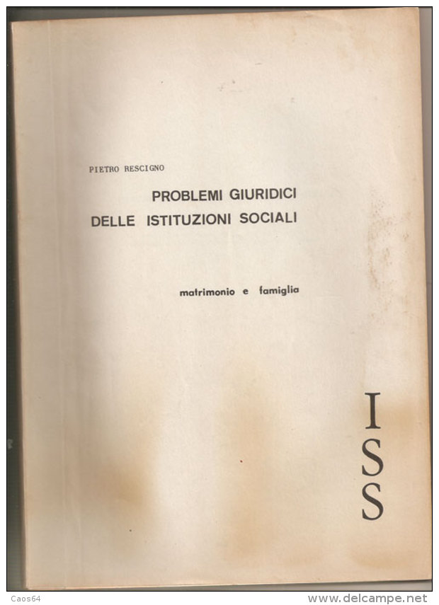 Problemi Giuridici Delle Istituzioni Sociali. Matrimonio E Famiglia Pietro Rescigno - Law & Economics