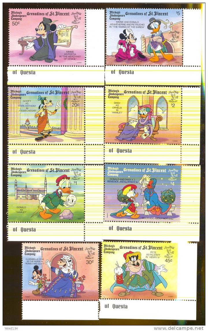 #  S-578 GR  ST.VINCENT  699-06  MINT N H SET OF STAMPS OF DISNEY ;SHAKESPERIAN ROLES  ( STAMP WORLD , LONDON'90 - Disney