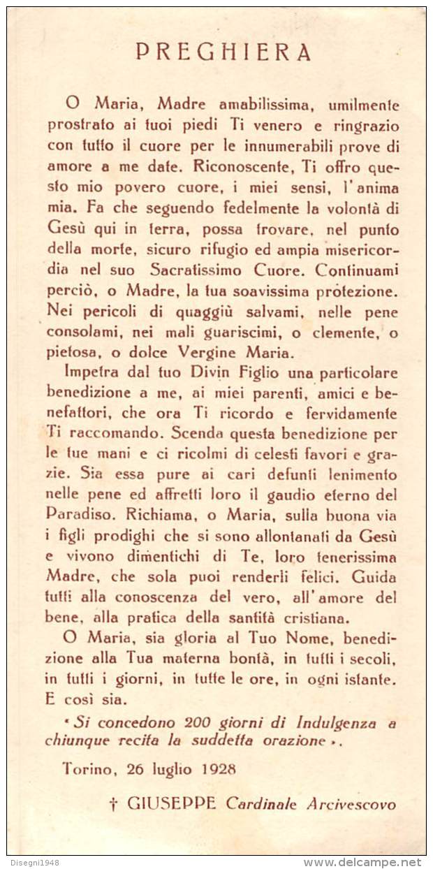 06182  "TORINO - VERA EFFIGIE DELLA MADONNA DI CAMPAGNA, VENERATA NELLA CHIESA DEI PADRI CAPPUCCINI" IMM. RELIG. ORIGIN. - Santini