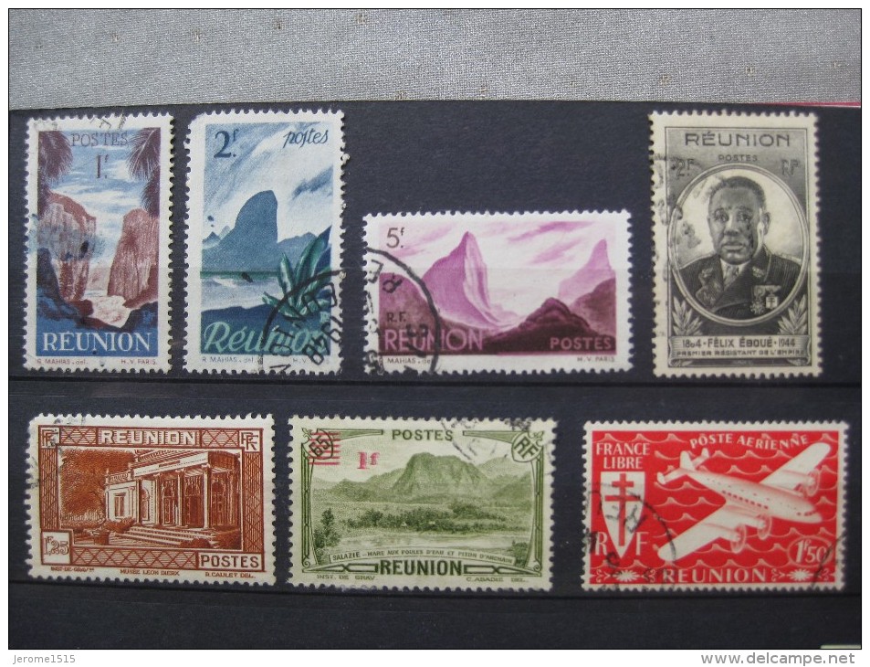 Timbres France : La Réunion 1933 - 1944 - Oblitérés