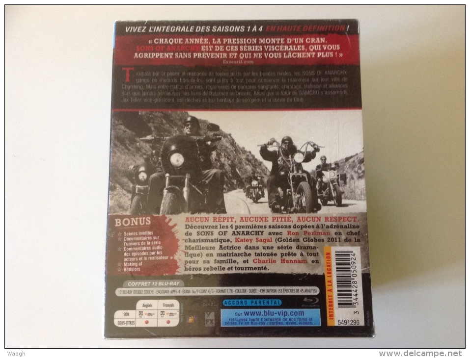 Coffret 12 DVD BLU-RAY - SONS OF ANARCHY - L'integrale Saisons 1-4 - Verzamelingen, Voorwerpen En Reeksen