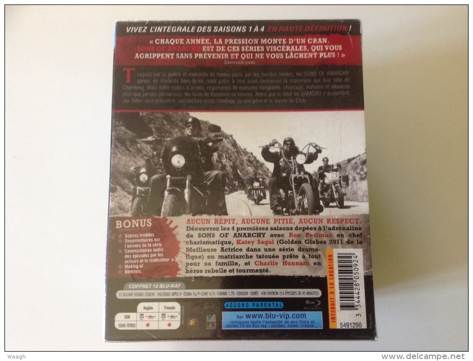 Coffret 12 DVD BLU-RAY - SONS OF ANARCHY - L'integrale Saisons 1-4 - Collections, Lots & Séries