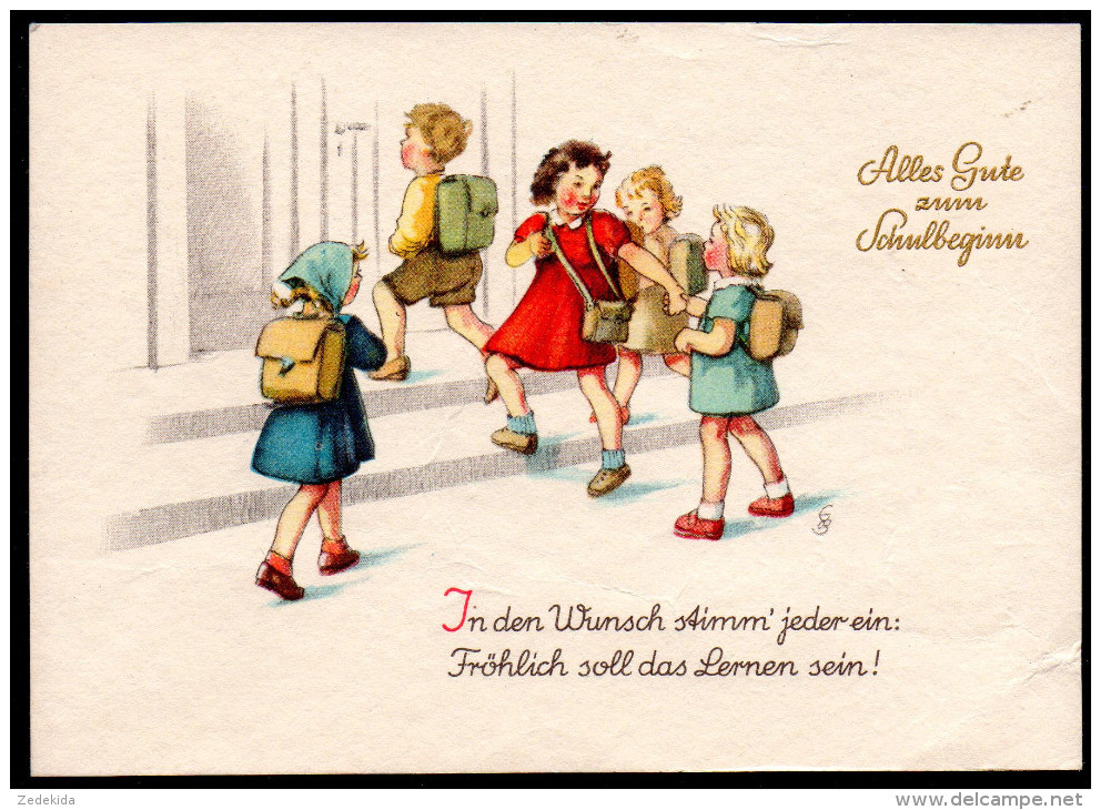 5840 - Alte Glückwunschkarte - Schulanfang Kinder - Neubert Karl Marx Stadt - DDR 1955 - Premier Jour D'école