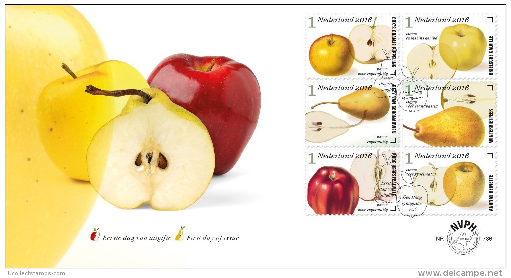 Nederland  2016 Appels En Peren  Apples And Pears      2 Fdc's - Covers & Documents