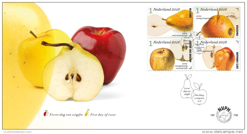 Nederland  2016 Appels En Peren  Apples And Pears      2 Fdc's - Brieven En Documenten