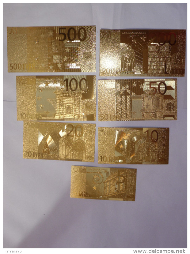LOTTO BANCONOTE 5-10-20-50-100-200-500€ IN FOGLIA D’ORO 24KT GOLD - Unclassified
