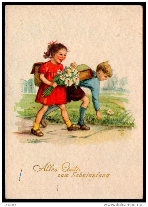 5858 - Alte Glückwunschkarte - Schulanfang Junge Und Mädchen - Willy Klautzsch - Einschulung