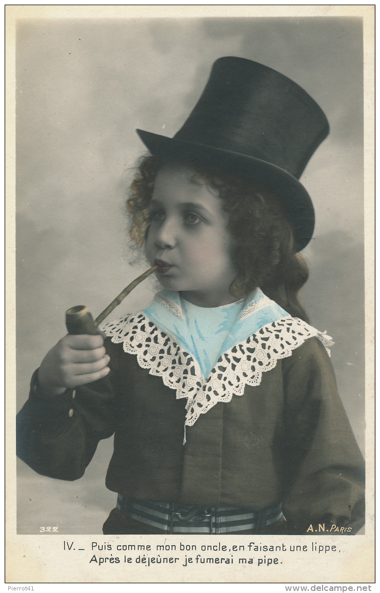 ENFANTS - Série De 5 CPA  Portrait Petit Garçon Avec Pipe Tabac Cigare Cigarette - Portraits