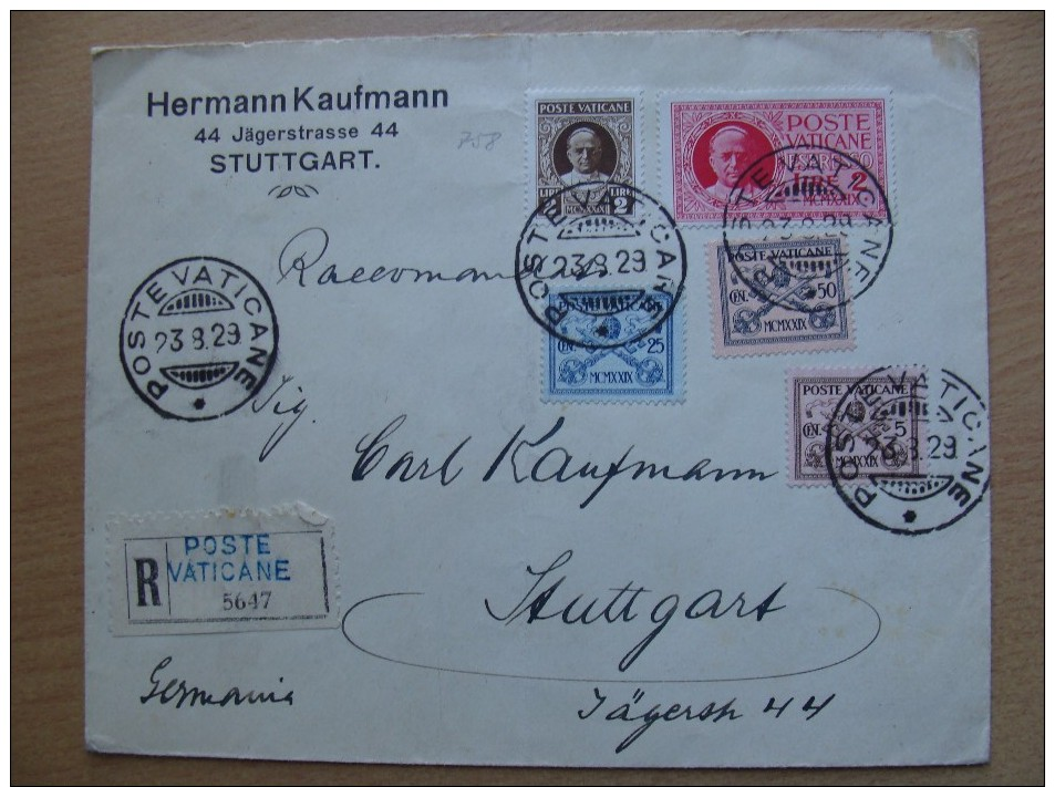 Vaticane Cvr 1929-08-23 Vaticano Registered Cover With Paus Pius Stamps A 14,50 Euro - Lettres & Documents