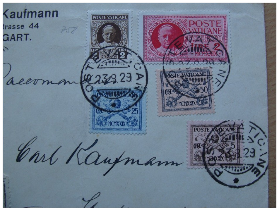 Vaticane Cvr 1929-08-23 Vaticano Registered Cover With Paus Pius Stamps A 14,50 Euro - Lettres & Documents