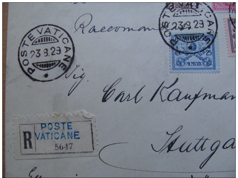 Vaticane Cvr 1929-08-23 Vaticano Registered Cover With Paus Pius Stamps A 14,50 Euro - Lettres & Documents