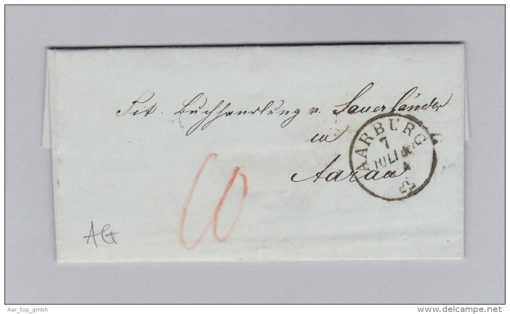 Heimat Schweiz AG AARBURG 1860-07-07 Brief Ohne Marke Nach Aarau - Briefe U. Dokumente