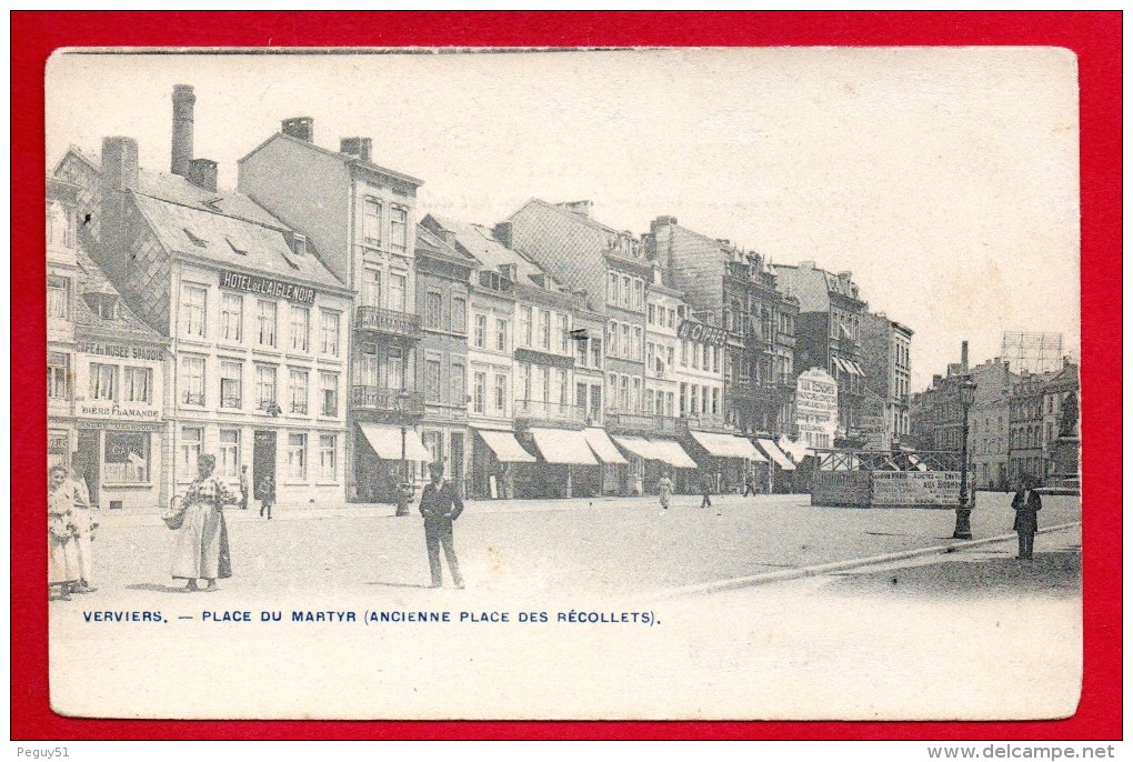 Verviers. Place Du Martyr. Hôtel Aigle Noir. Café Du Musée Spadois. Café Au Cyprès. Aux économes. Ca1900 - Verviers