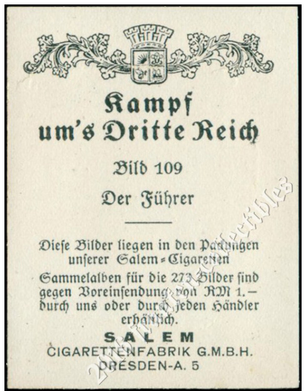 1933 Salem Card: Adolf Hitler (D00001-01) - Andere & Zonder Classificatie