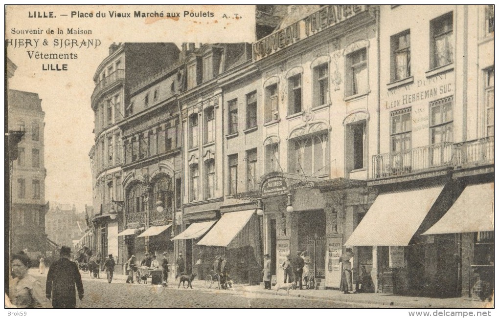 59 LILLE - ISOUVENIR DE LA MAISON THIERY ET SIGRAND VETEMENTS - PLACE DU VIEUX MARCHE AUX POULETS - Lille