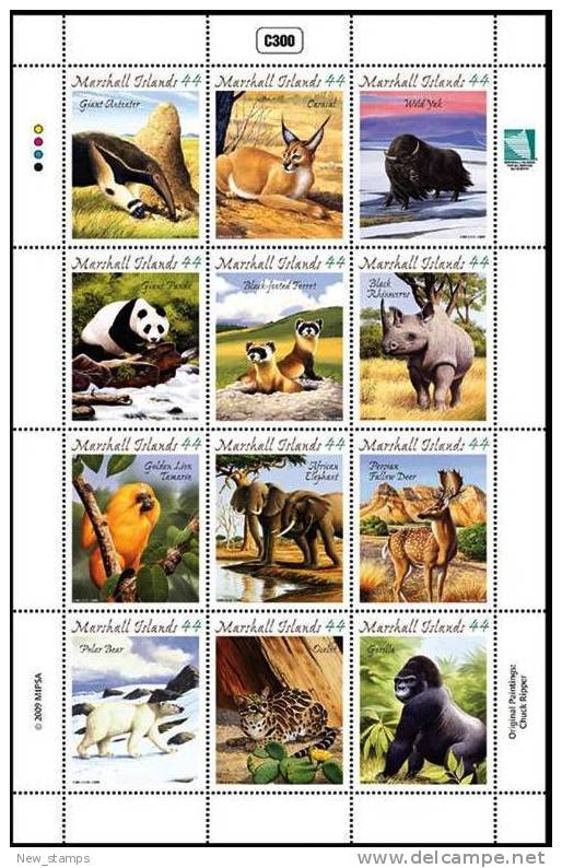 Marshall Islands 2009 Endangered Animals Monkey Elephant Panda Minisheet MNH - Marshall Islands