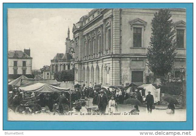 CPA 6 - Un Coin De La Place Travost Le Théâtre CHOLET 49 - Cholet