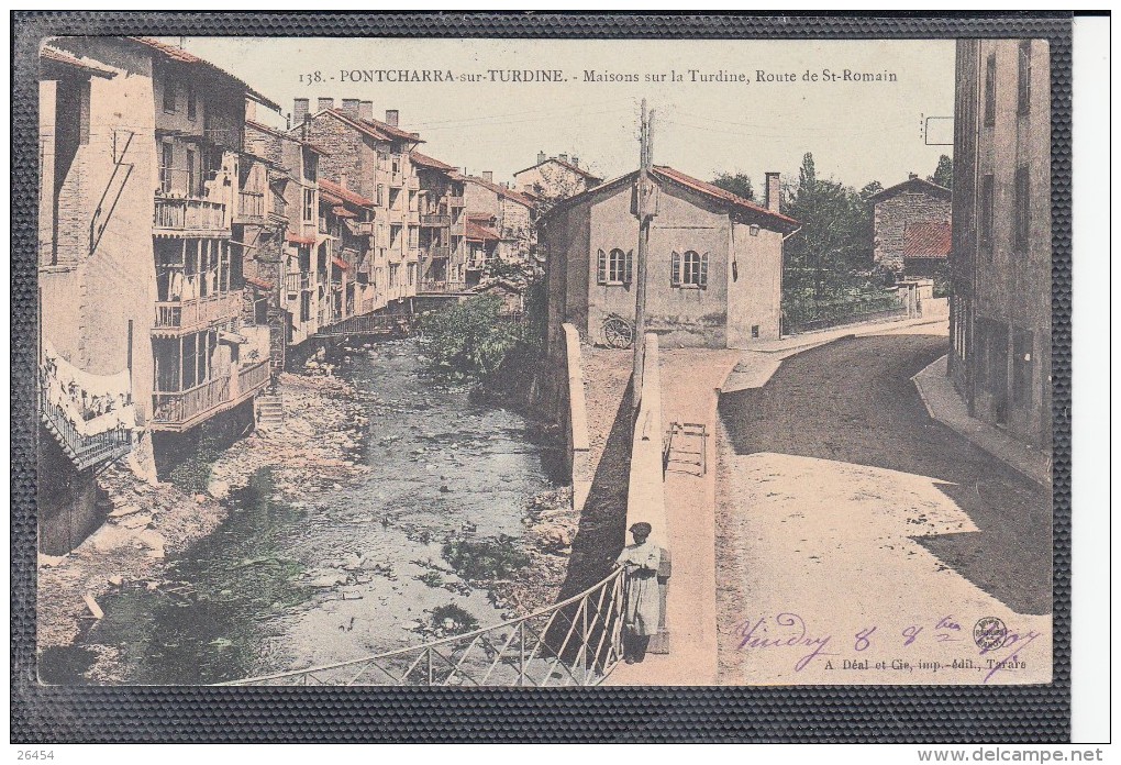 PONTCHARRA Sur TURDINE  Maisons Sur La Turdine   CPA      Num 138      Le 8 Oct 1907 - Pontcharra-sur-Turdine