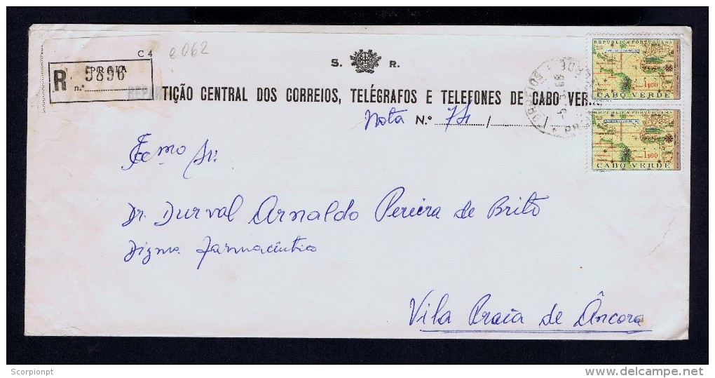 Sp4157 CAP VERT Géographie Planisfério Maps 2x SR Official Cover 1968 Cabo Verde Portugal Mailed - Geography