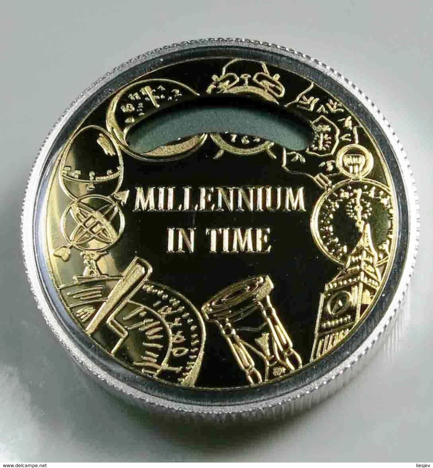 Sao Tome En Principe, 1.000 Dobras, 1998, Millennium Clock, Zilver .925 QP - Santo Tomé Y Príncipe