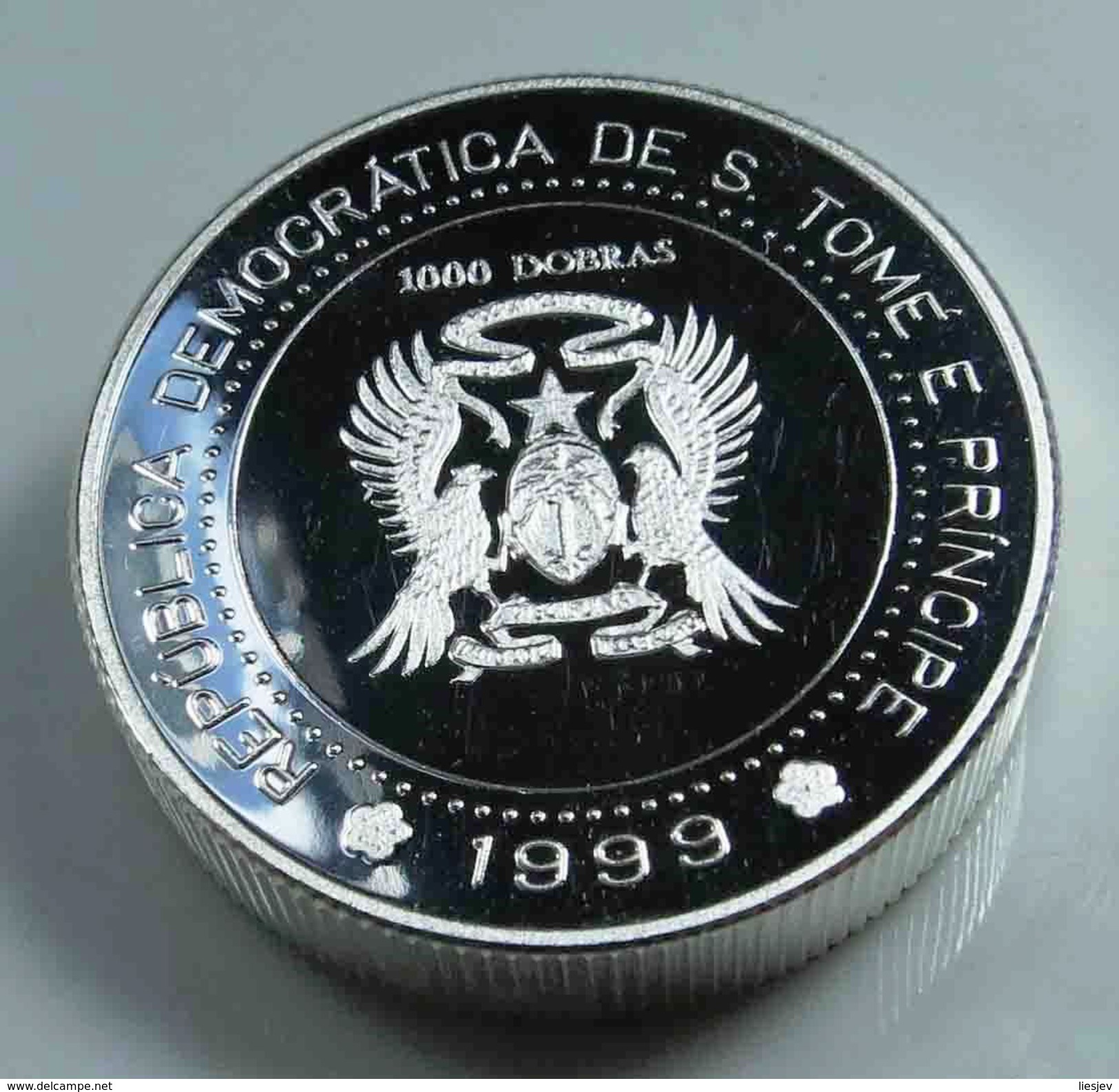 Sao Tome En Principe, 1.000 Dobras, 1998, Millennium Clock, Zilver .925 QP - Santo Tomé Y Príncipe