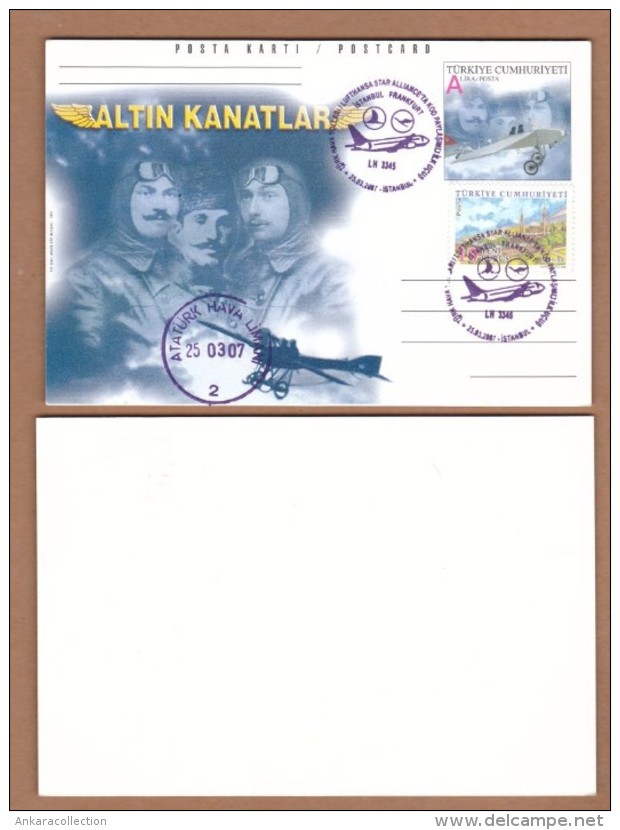 AC - TURKEY POSTAL STATIONERY - TURKISH AIRLINES - LUFTHANSA STAR ALLIANCE ISTANBUL FRANKFURT FIRST FLIGHT 25 MARCH 2007 - Postal Stationery