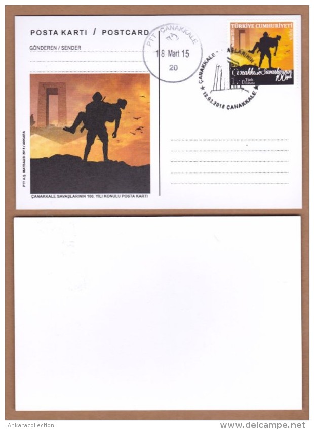 AC - POSTAL STATIONARY - 100th ANNIVERSARY OF THE BATTLE OF GALLIPOLI TURKEY 2015 # 3 CANAKKALE 18 MARCH 2015 - Entiers Postaux