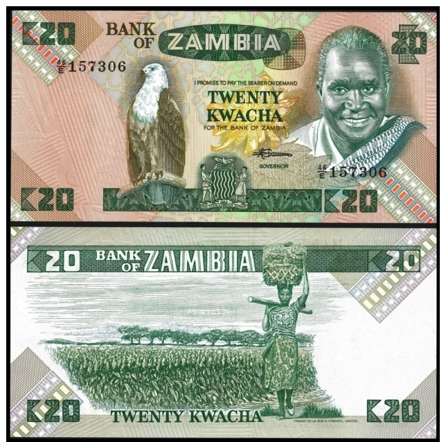 Zambia 20 KWACHA Sign 7 ND (1980-88) P 27e UNC  ZAMBIE - Zambia