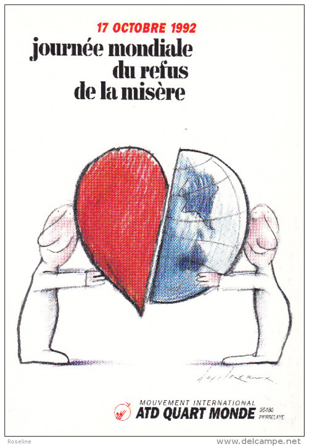 DESCLOZEAUX - ATD Quart Monde Affiche Pour Journée Mondiale 17 Octobre - Coeur -  CPM 10,5x15 TBE 1992 - Desclozeaux