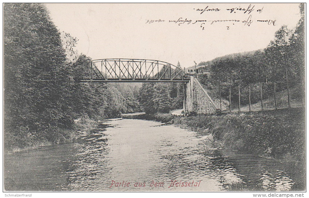 AK Neissetal Brücke Eisenbahn Zug Görlitz Zittau A Rosenthal Hirschfelde Rohnau Lehde Grunau Ostritz Marienthal Bahnpost - Ostritz (Oberlausitz)