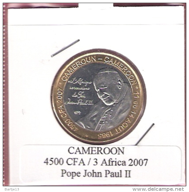 CAMEROON 4500 CFA 2007 POPE JOHN PAUL II BIMETAL UNC NOT IN KM - Kameroen