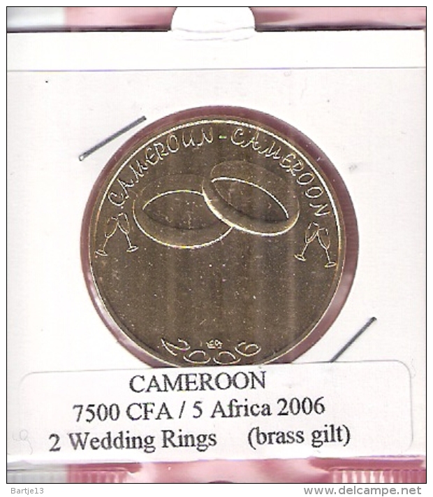 CAMEROON 7500 CFA 2006 2 WEDDING RINGS BRASS GILT UNC NOT IN KM - Kameroen