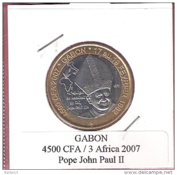 GABON 4500 CFA 2007 POPE JOHN PAUL II BIMETAL UNC NOT IN KM - Gabón