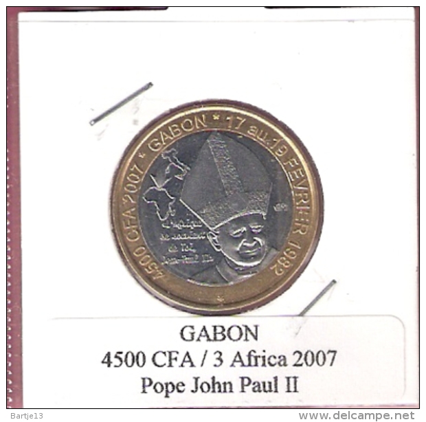 GABON 4500 CFA 2007 POPE JOHN PAUL II BIMETAL UNC NOT IN KM - Gabon