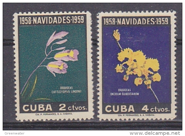 Cuba 1959 Navidades / Flowers 2v * Mh (=mint;, Hinged) (31733) - Ongebruikt