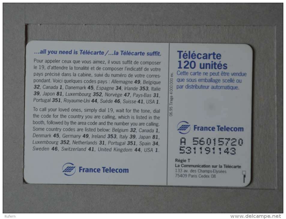 FRANCE    - TELECARTE - CREDIFONE - CALLCARD - TELEFONKARTE   2 SCANS - (Nº15901) - 120 Einheiten