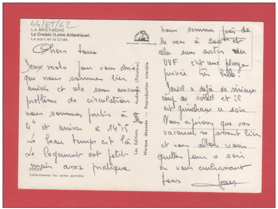 ET/62 LE CROISIC LE PORT ET LA  CRIEE édition Jean // Bateaux De Peche Casier / RECTO VERSO - Le Croisic