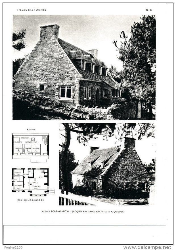 Architecture Ancien Plan D´une Villa à PORT MANEC'H ( Architecte Jacques LACHAUD à QUIMPER  ) - Architecture