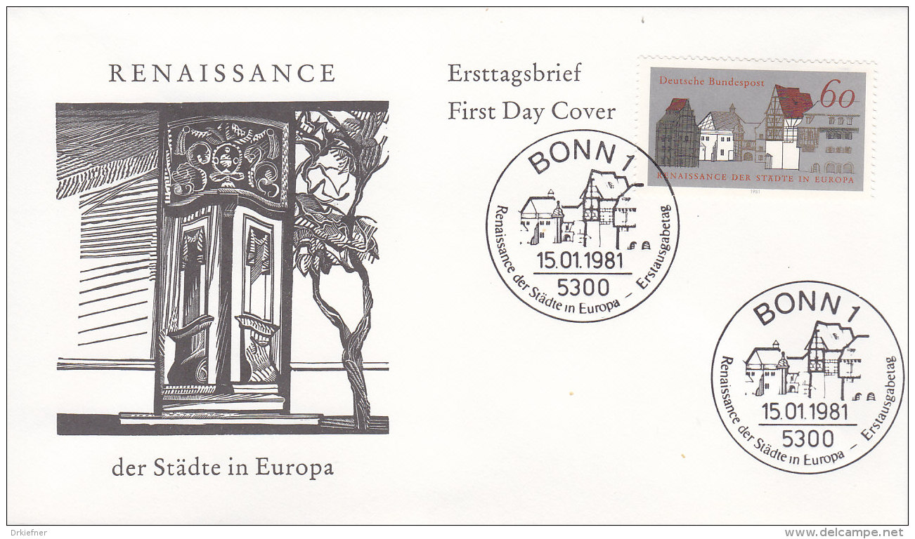 EUROPA, CEPT-Mitläufer: BRD 1084, FDC, Europäische Denkmalschutzkampagne „Renaissance Der Städte“, 1981 - 1981