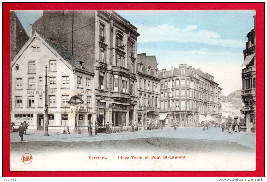 Verviers. Place Verte Et Pont Saint-Laurent. Café De La Bourse. - Verviers