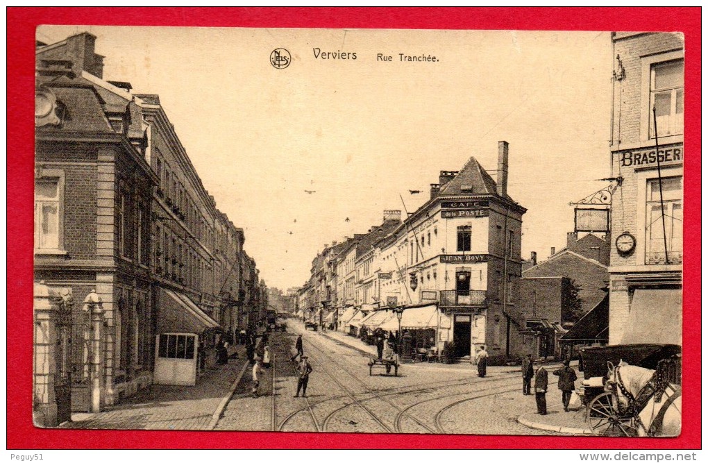 Verviers. Rue Tranchée. Café De La Poste Jean Bovy. Rue Du Chêne. Brasserie Des Augustins. 1921 - Verviers