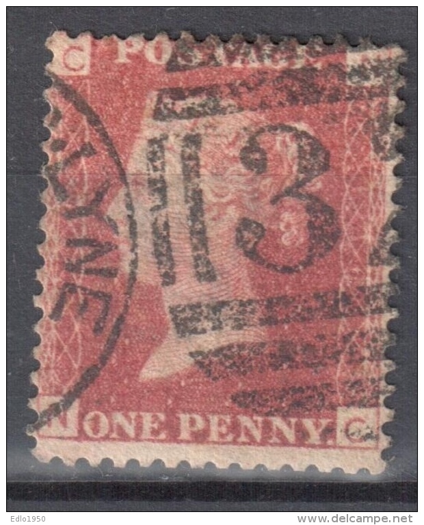 Great Britain 1858-79 - Queen Victoria, 1d Red - Mi.16 Plate 186 - Used - Used Stamps