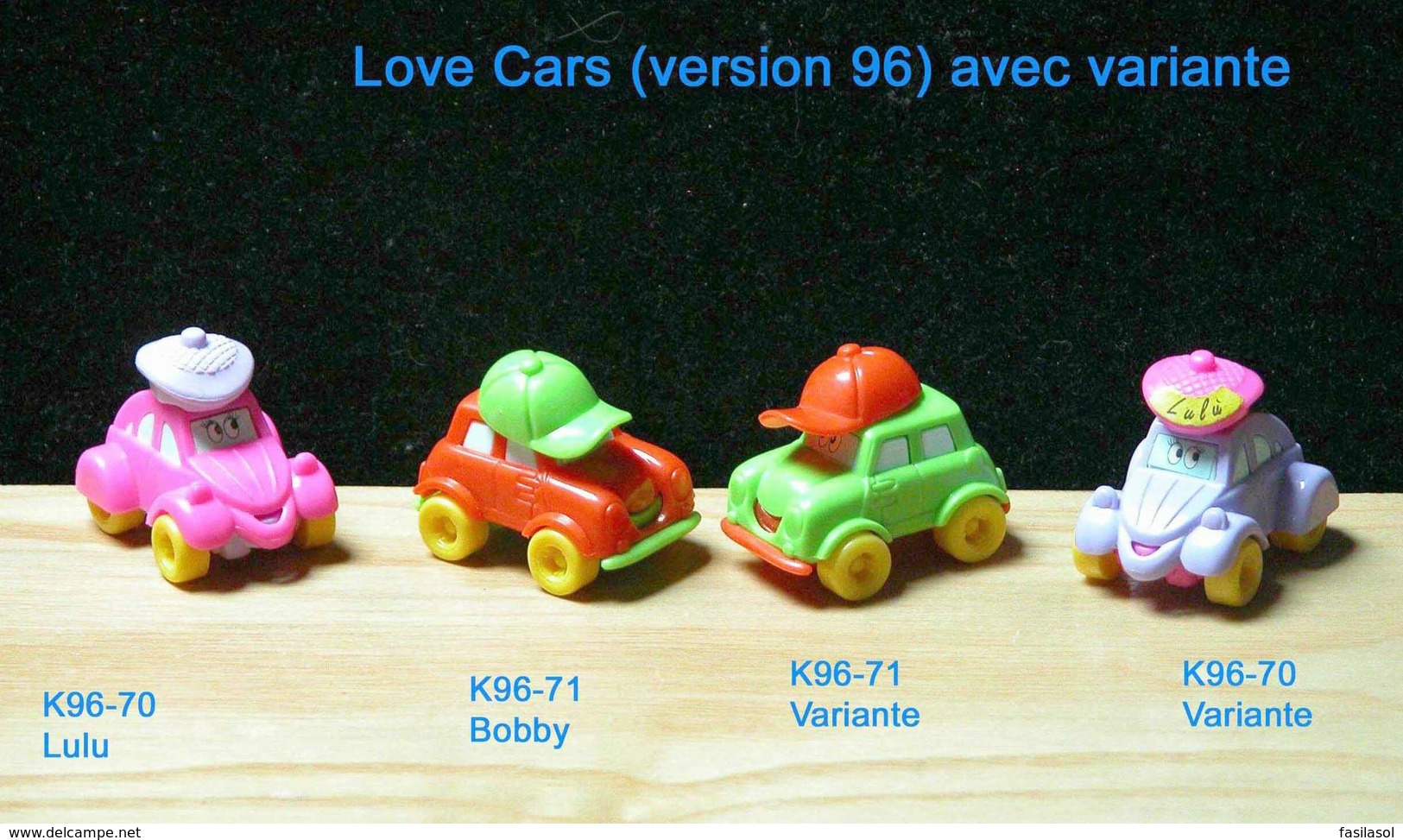 Kinder 1996 : Love Cars : Lulu 2CV & Bobby &ndash; K96n70 &ndash; K96n71 - Komplettsets