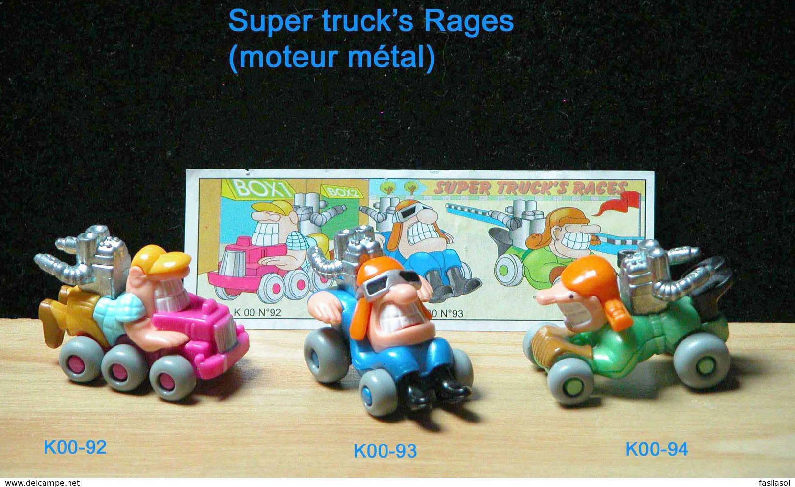 Kinder 2000 : Série 3 Super Trucks Rages (moteur Métal) - K00n92-n93-n94 Avec 1 BPZ - Komplettsets