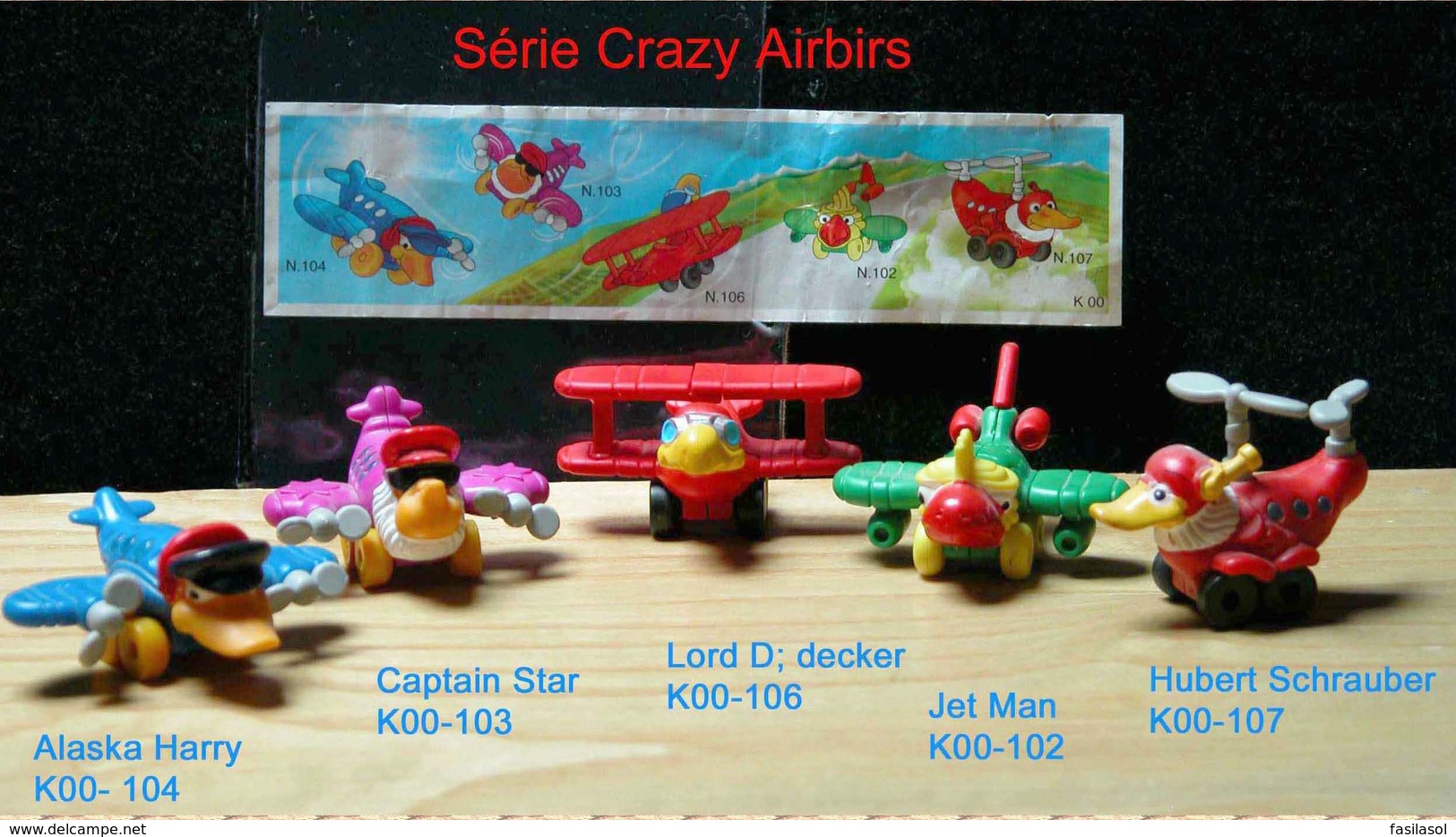 Kinder 2000 : Série 5 Crazy Airbirds - K00n102-n103-n104-n106-n1 07 Avec 1 BPZ - Komplettsets