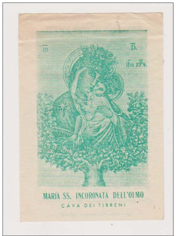 ANTICO SANTINO MARIA SS. INCORONATA DELL'OLMO CAVA DEI TIRRENI IMAGE PIEUSE ANDACHTSBILD HOLY CARD - Imágenes Religiosas