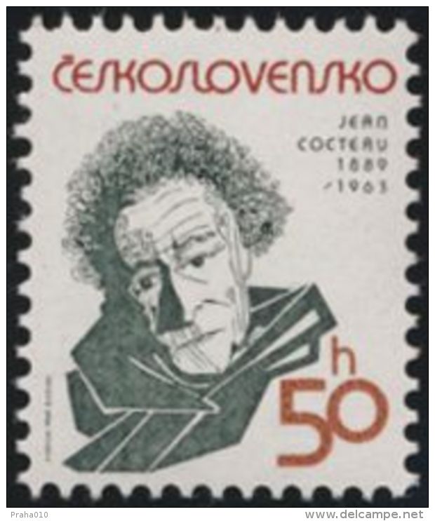 Czechoslovakia / Stamps (1989) 2881: Jean Cocteau (1889-1963); Painter: Pavel Hrach - Cinema
