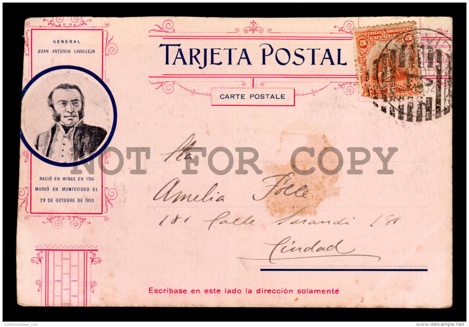 LAVALLEJA HOUSE URUGUAY TARJETA POSTAL Original C1900 POSTCARD CPA AK (W4_3190) - Uruguay