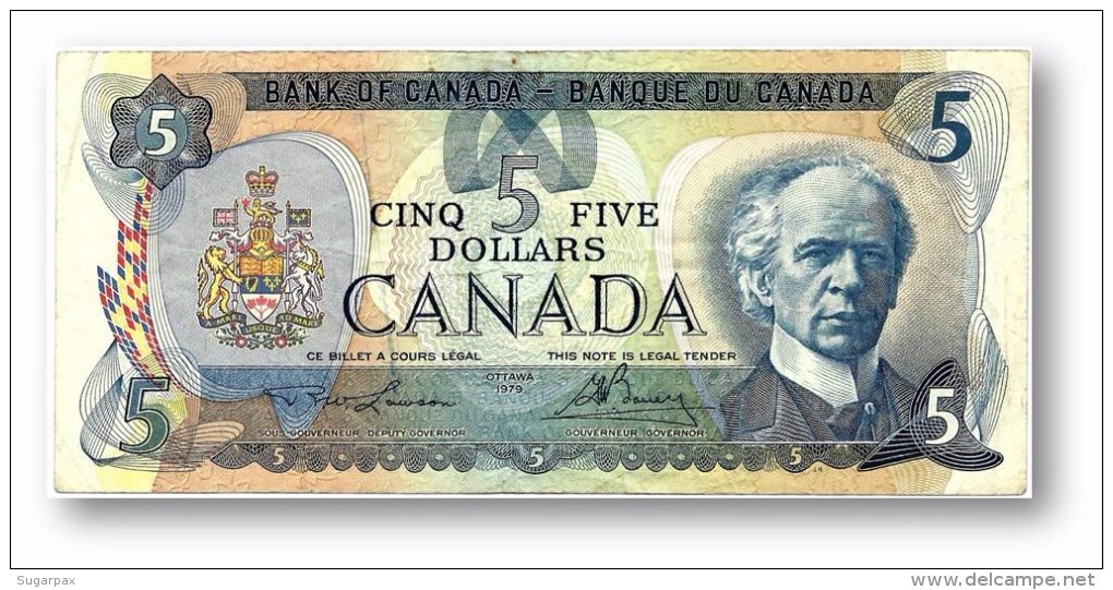 CANADA - 5 DOLLARS - ( 1979 ) - Pick 92.a - Sign. Lawson-Bouey - Sir Wilfred Laurier - 2 Scans - Kanada